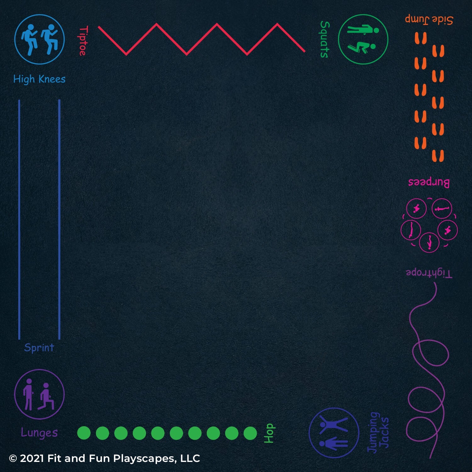 Fitness Activity Circuit Reusable Playground Stencil Package
