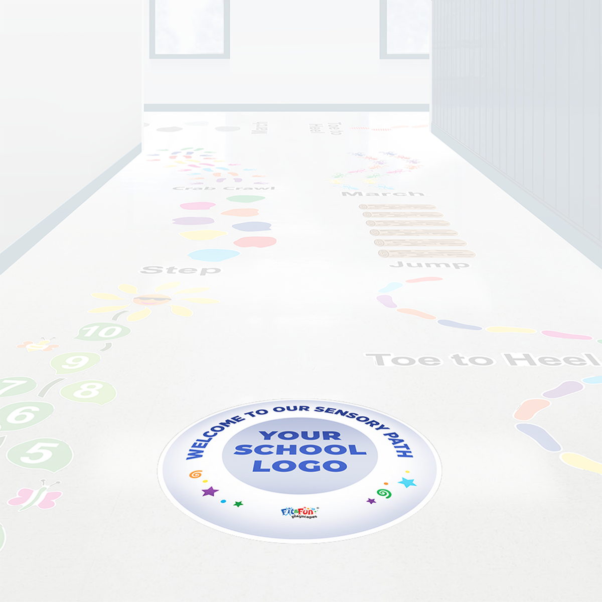 Custom Logo Sensory Path SUPER STICKERS® – Fit and Fun Playscapes LLC