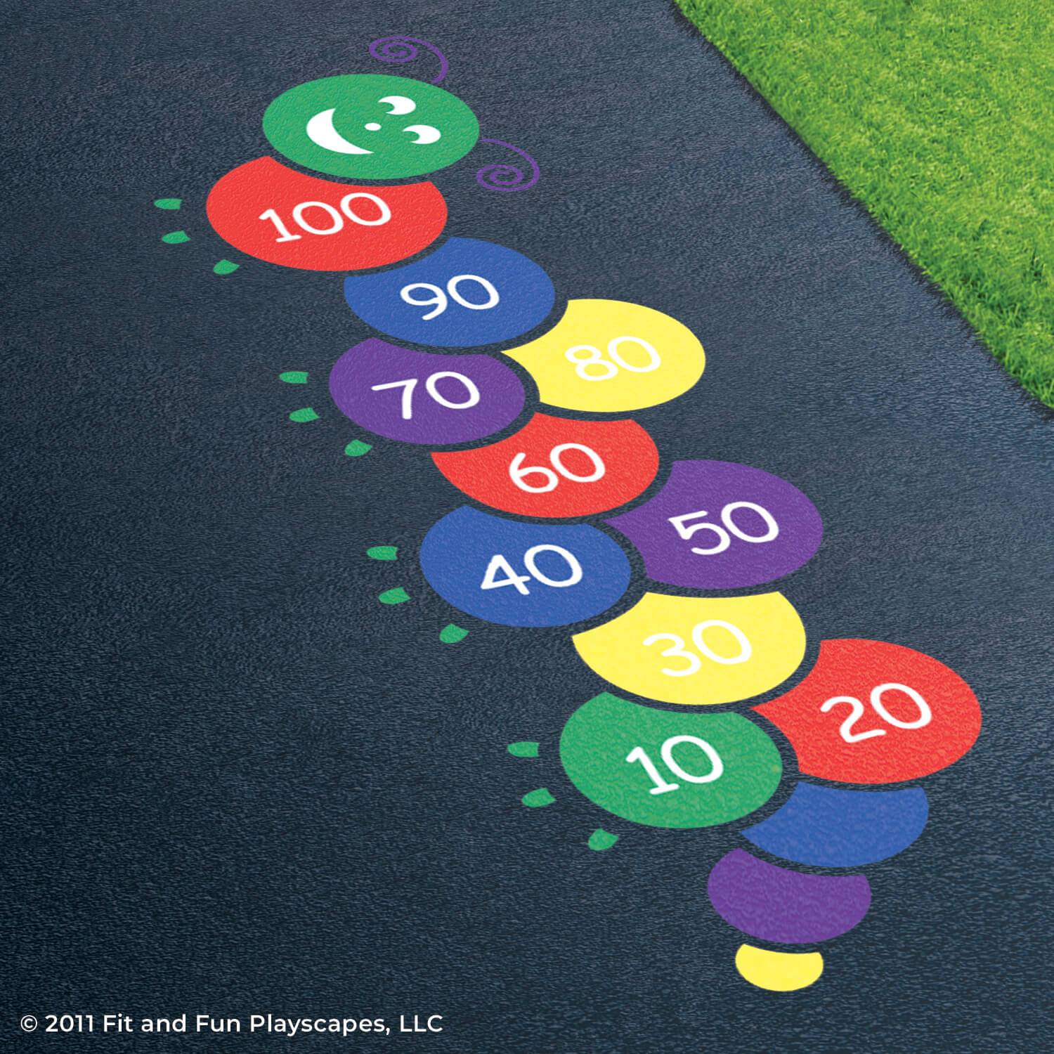 Caterpillar Hopscotch Reusable Playground Stencil