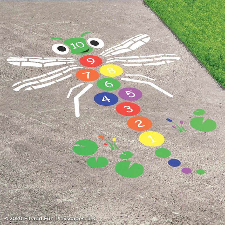 Skipadee The Dragonfly Hopscotch ® Reusable Playground Stencil – Fit ...