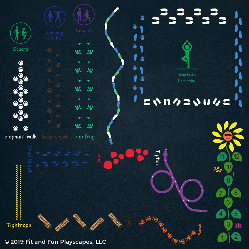 Nature Motor Sensory Path Reusable Playground Stencil Package